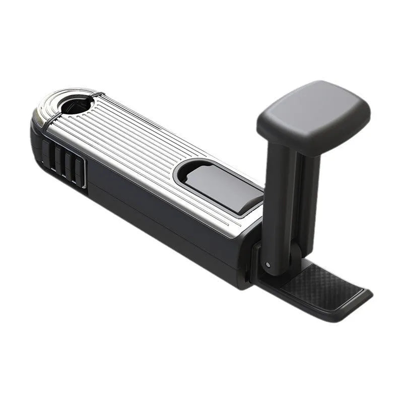 Car seat back rotating hook bracket for GM rear headrest vertical screen mount in black colour on headrest