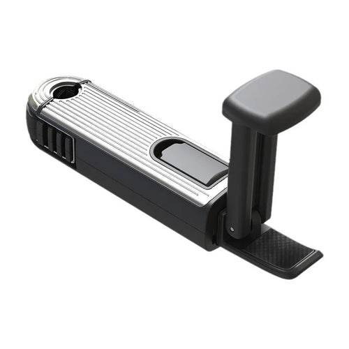 Car seat back rotating hook bracket for GM rear headrest vertical screen mount in black colour on headrest