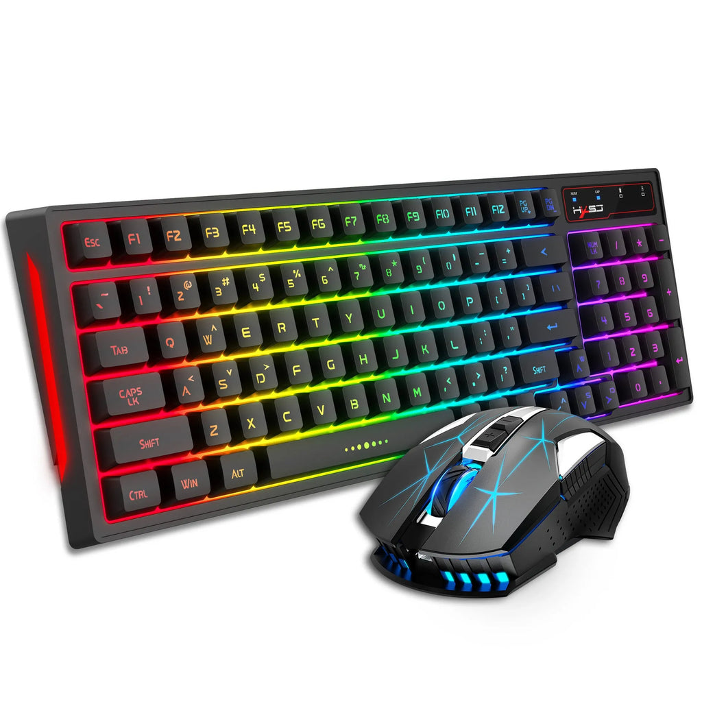L99 2.4G wireless keyboard and mouse set with 96-key RGB membrane keyboard and 7-key Type-C rechargeable mouse