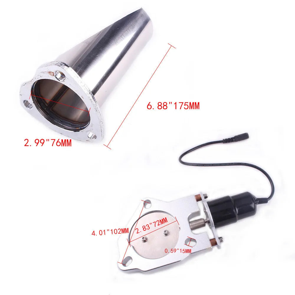 76mm remote-controlled modified exhaust pipe half set for GM vehicles with metal construction and controller