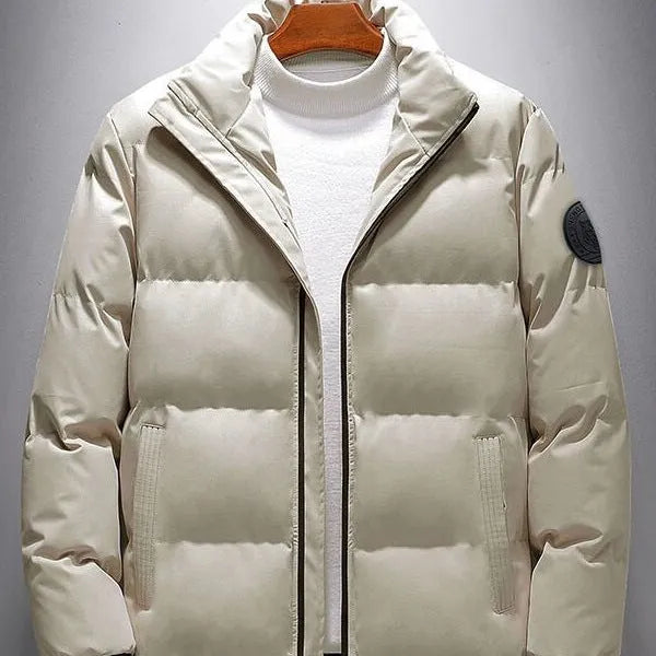 Men's cotton-padded casual Korean style cardigan winter jacket in polyester fibre, front view