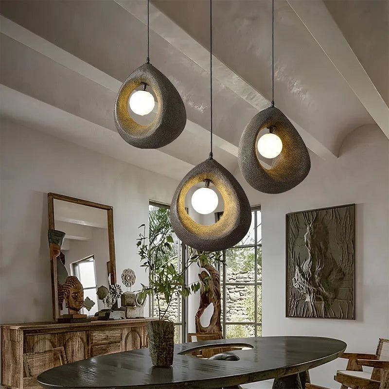 Retro style pendant chandelier with milky white rectangular lampshade