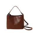 Sugar brown cowhide leather shoulder handbag, square vertical 22.5x12x17cm, single strap, sewing thread detail