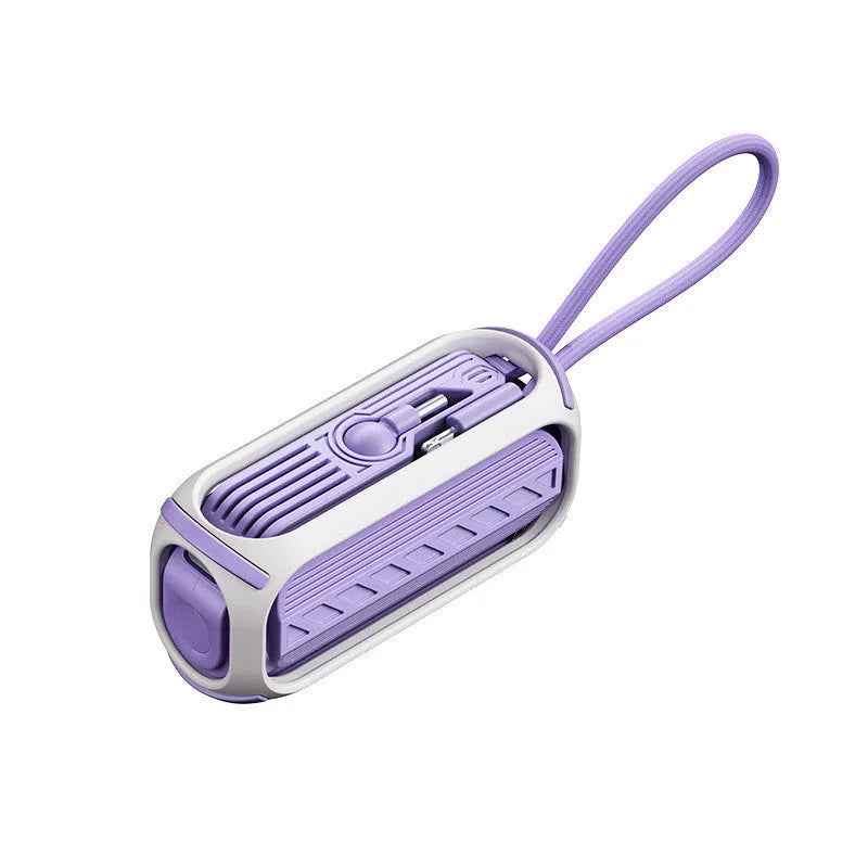 Capsule 20W fast charge folding bracket 5000mAh mini power bank in grey with built-in cables