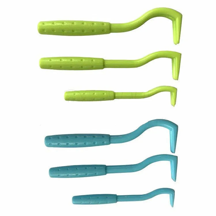 Plastic flea and tick extractor tool in blue or green for dogs and cats