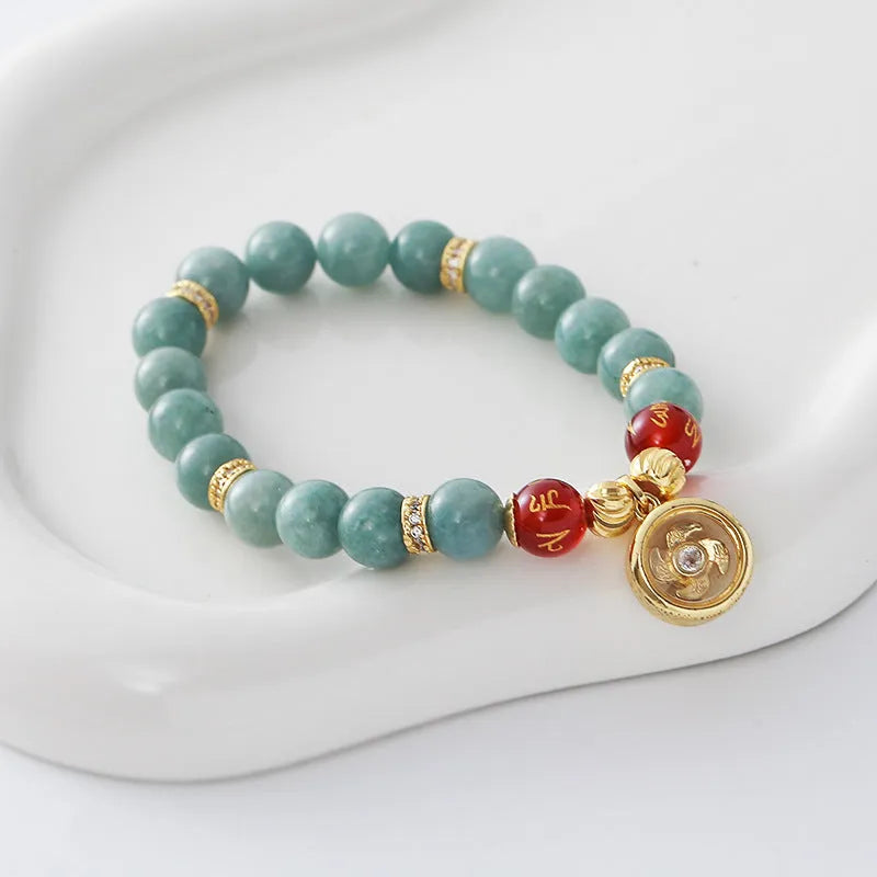 Myanmar jade chalcedony agate bracelet with lotus seedpod geometric shape and electroplated finish