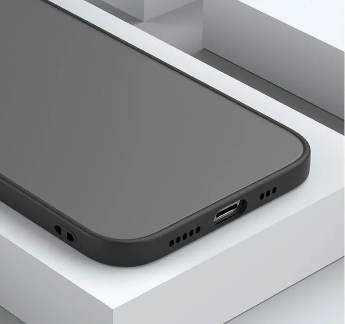 Frosted hard plastic and TPU iPhone protective case in solid colour on a phone.