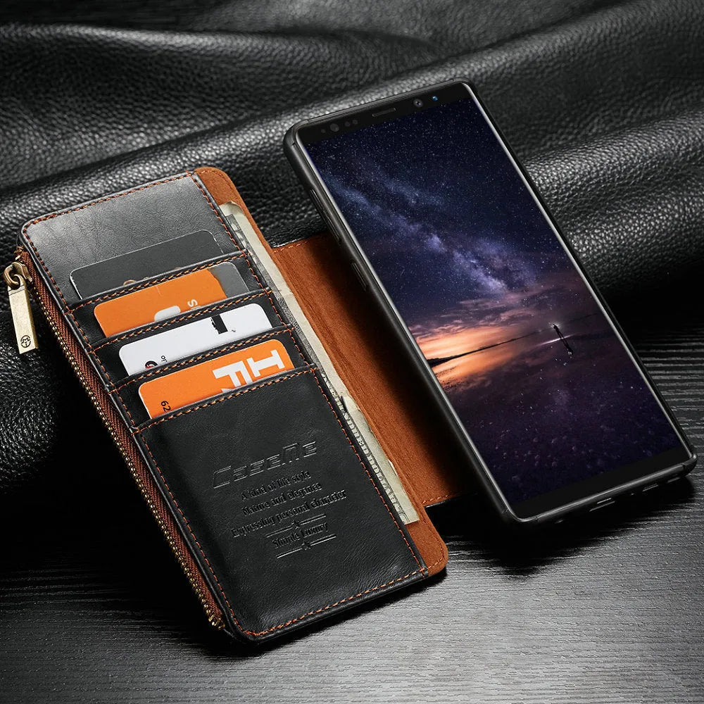 Black PU leather flip phone case for a SAMSUNG Note9 smartphone.