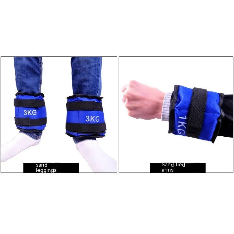 Pair of Oxford cloth legging sandbags for running and track and field weight training.