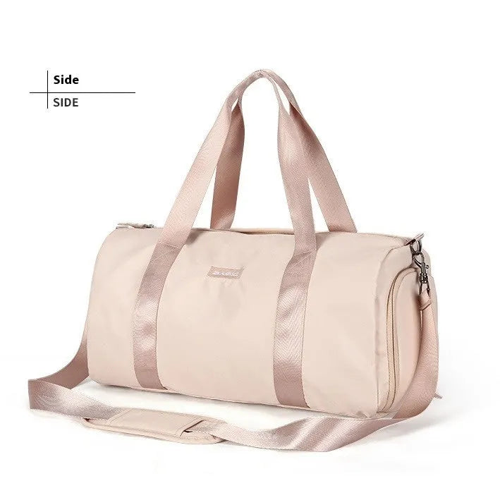 Beige nylon sports bag with letter pattern design and 20L capacity for outdoor use