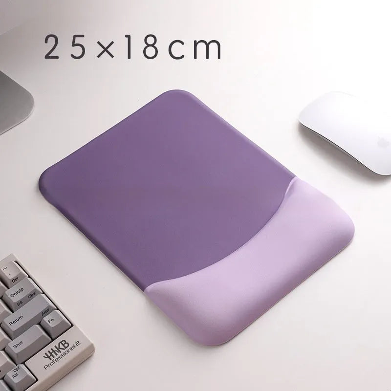 Square silicone gel wrist rest mouse pad with cloth surface, 250mm by 180mm