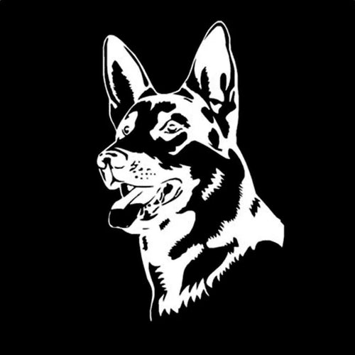 Reflective Alsace Shepherd dog design car sticker for vehicle bumper.