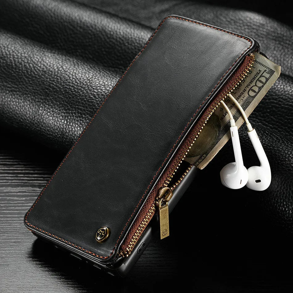 Black PU leather flip phone case for a SAMSUNG Note9 smartphone.