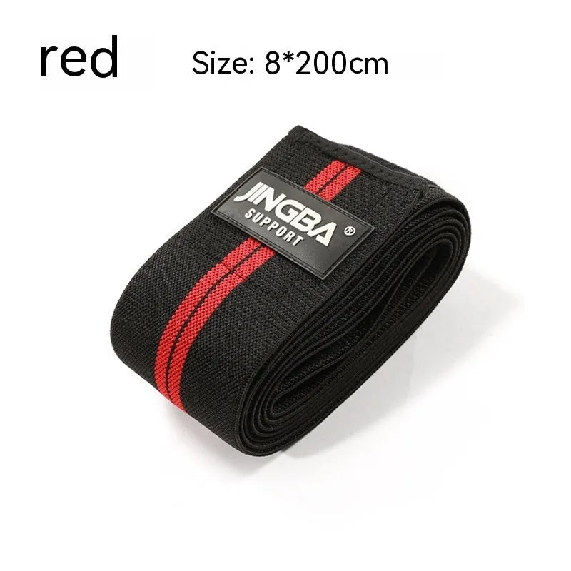 A pair of adjustable free size knee pads for sports like weightlifting and cycling, shown in blue.