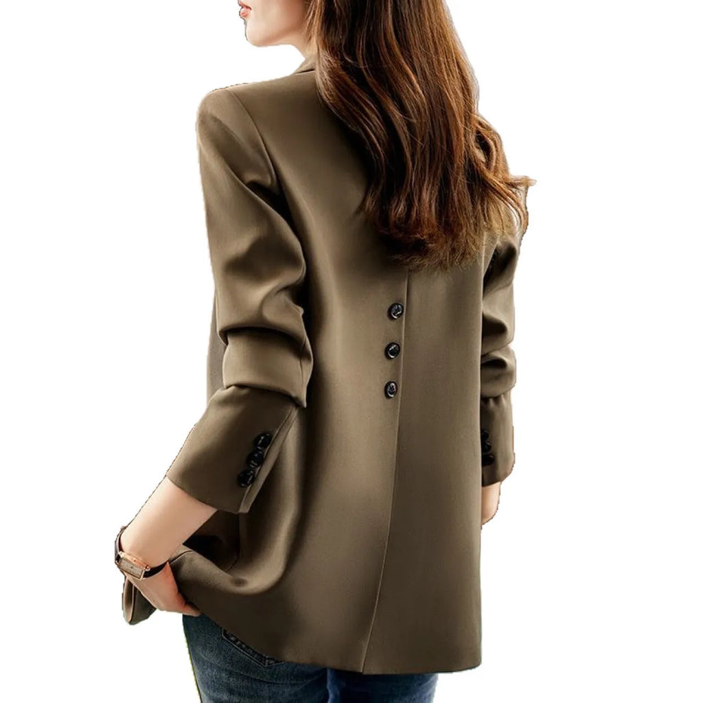 Women's split mid-length tailored suit top in green with three-dimensional pattern, long sleeves, regular fit