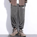 Men's grey ankle-tied casual sweatpants with straight leg cut and adjustable fastening