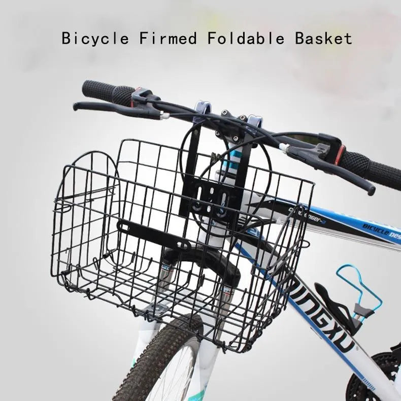 Folding steel bicycle basket, black or silver, about 32.5 x 20 x 22 cm, for mountain, road and folding bikes