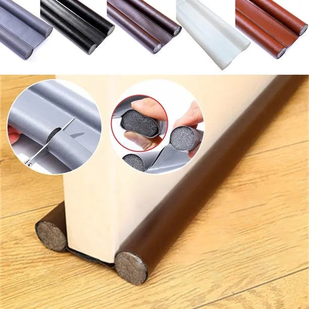 96cm door bottom sealing strip in black, flexible leather draught excluder for doors and windows