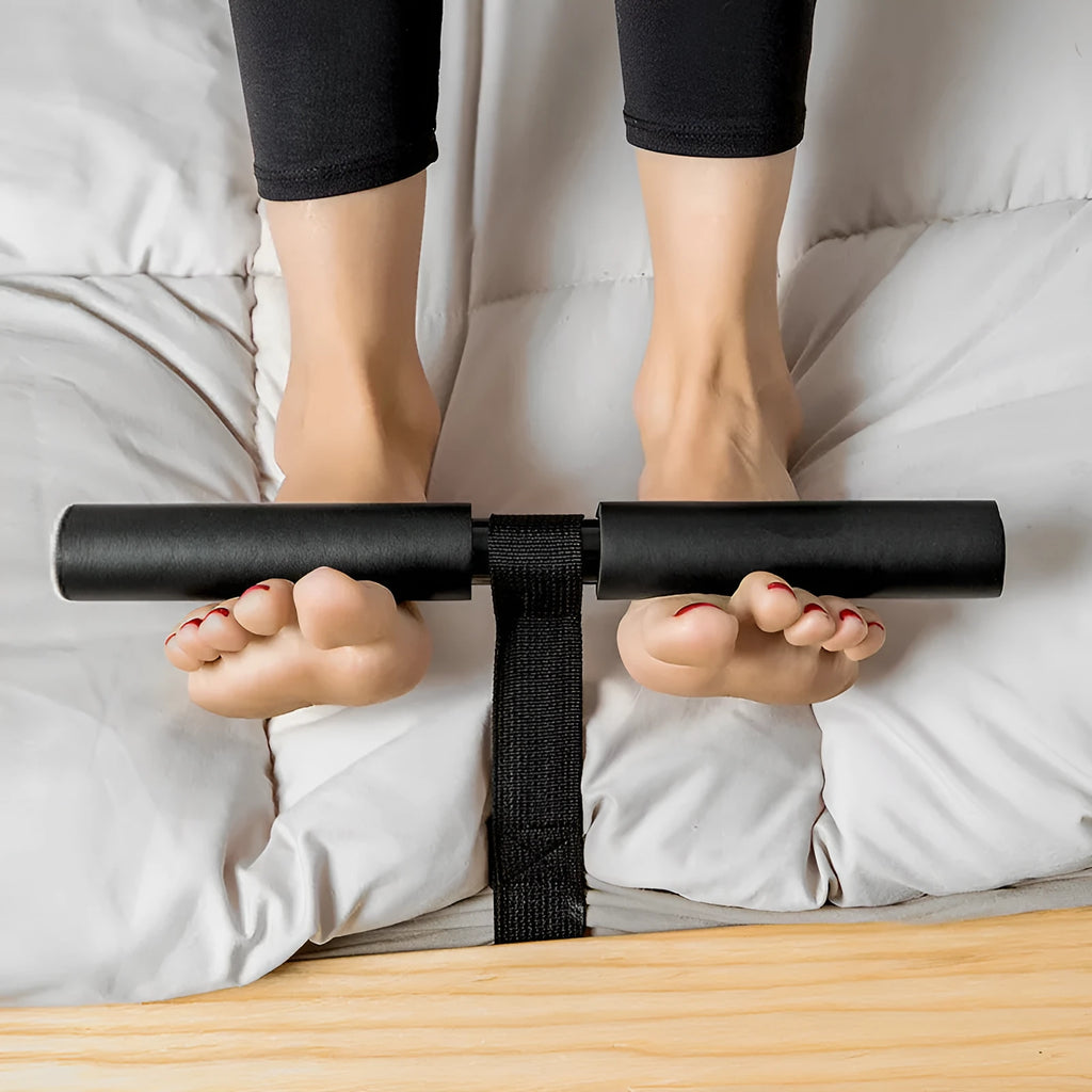 Black portable abdominal fitness device, 176g, steel foam PVC tube, 32cm length household core trainer