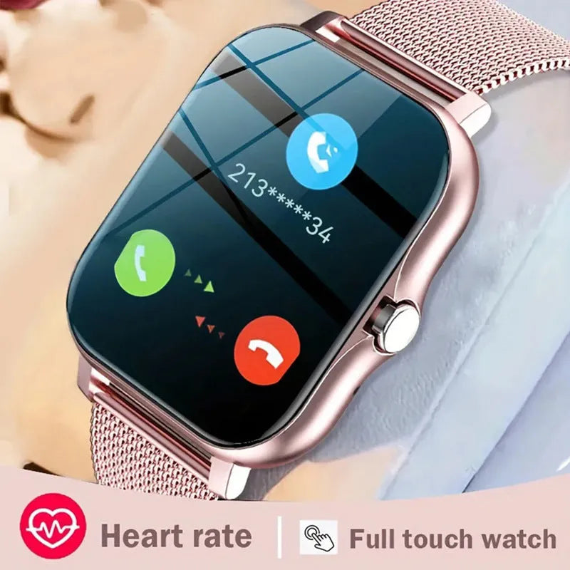 Smart watch with 1.44-inch touch screen displaying time, featuring a silicone wrist strap.