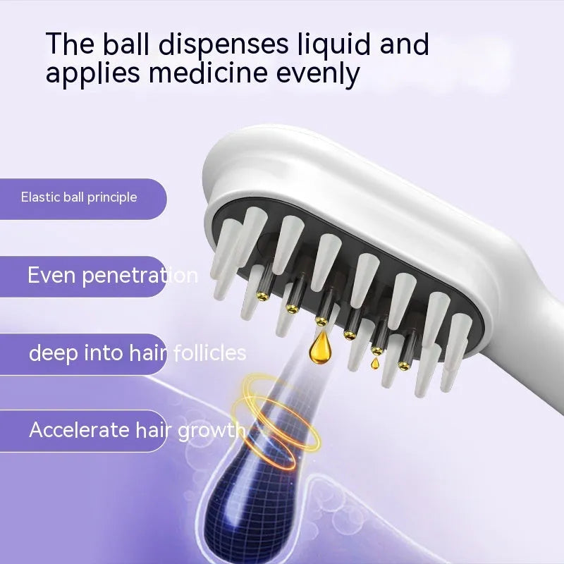 White scalp medicine feeder massage comb with 10ml medicine box, 17 TPU comb teeth, red and blue light, 154*50*39 mm