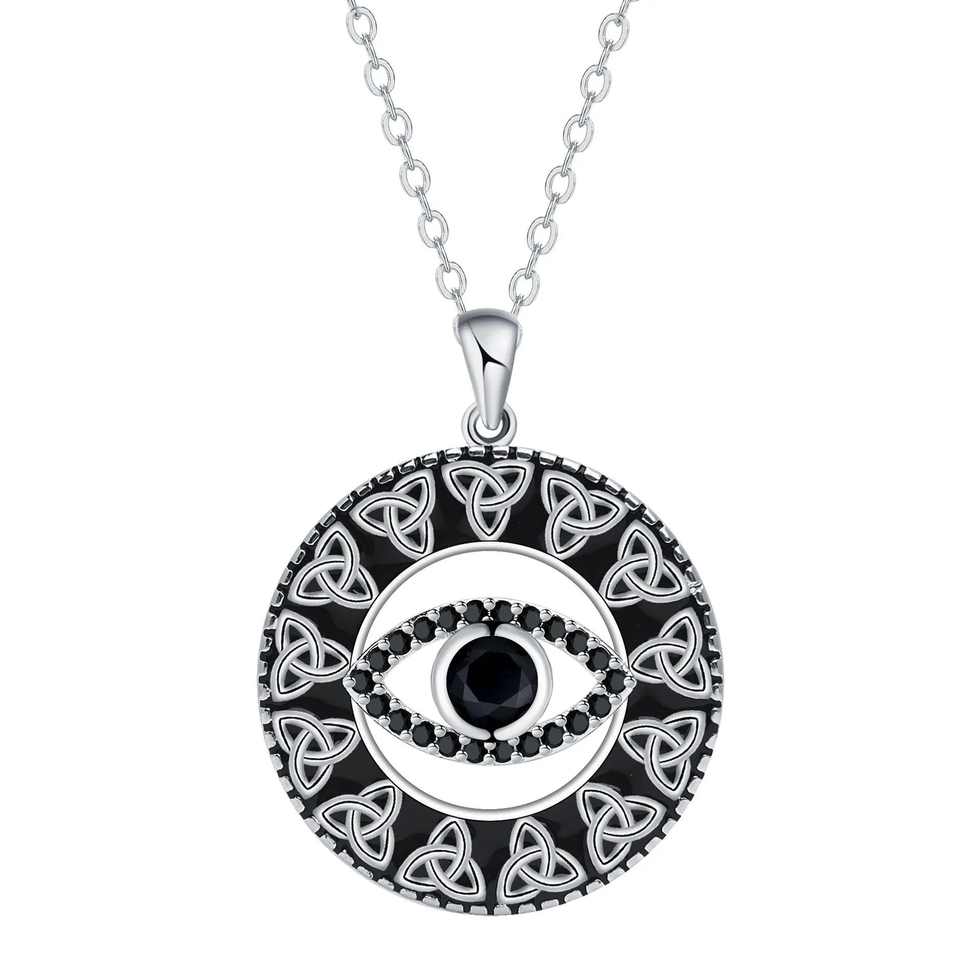 Copper Devil's Eye necklace with cross chain design for women