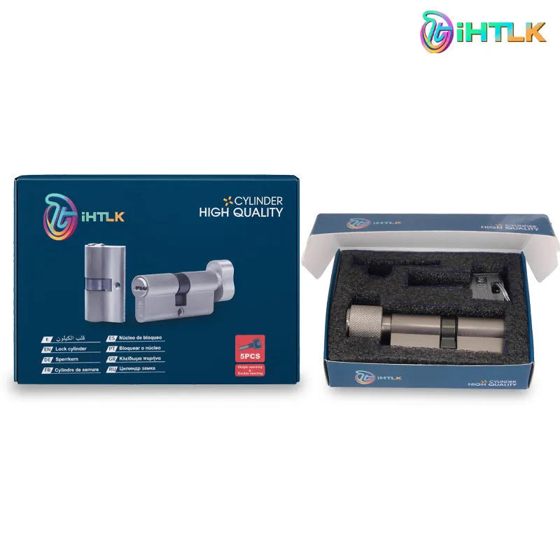 70mm European standard knob lock cylinder with five keys in multi-layer electroplated finish