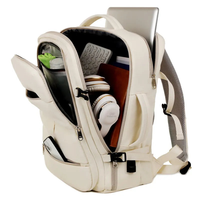 Large waterproof oxford cloth backpack with multiple pockets for 15.6 inch laptops, shown in available colours