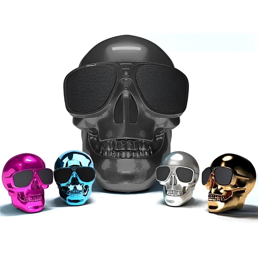 Skull wireless Bluetooth speaker in six colour options with compact portable design