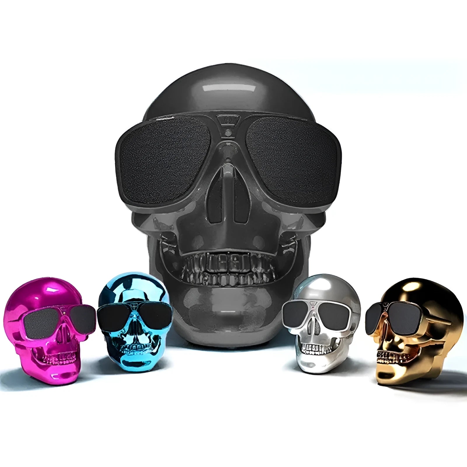 Skull wireless Bluetooth speaker in six colour options with compact portable design