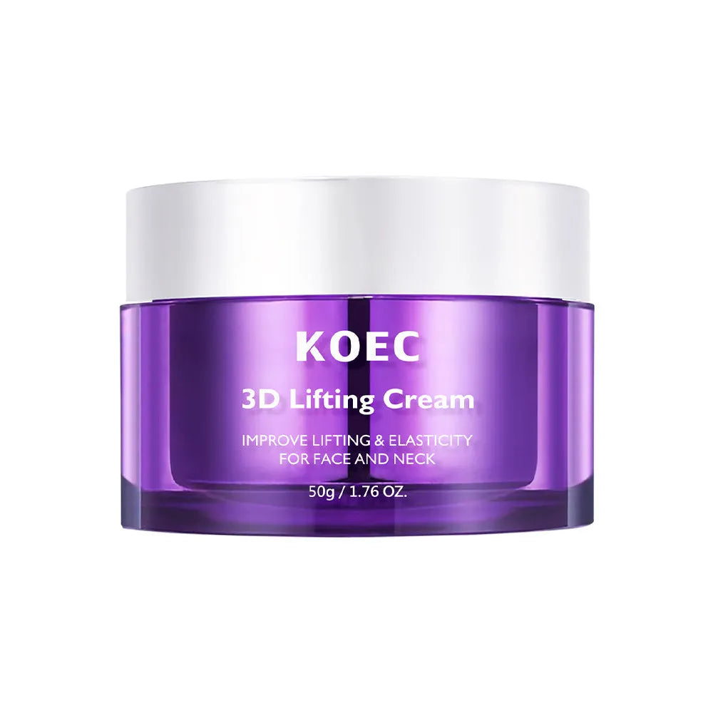KOEC 3D Lifting Cream 50g moisturiser in white tub for firming and hydrating face and neck skin