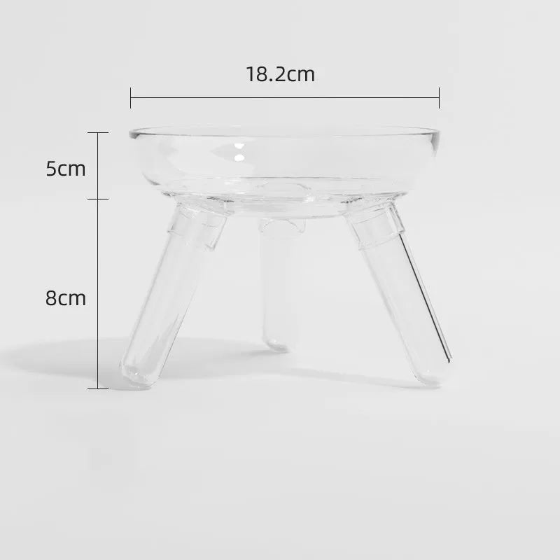 Triangle stable PC pet feeding bowl in transparent with 18.2cm diameter for cats and dogs
