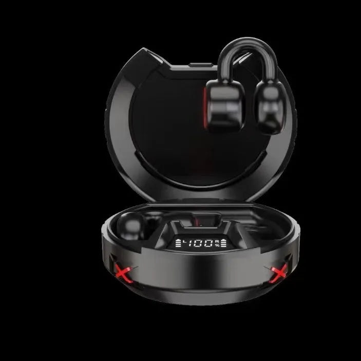 Wireless Bluetooth dual headphones in Eternal Silver with ear-mounted design and bilateral stereo