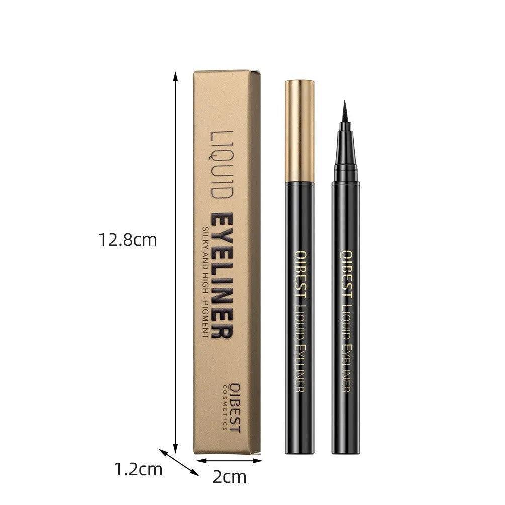 Black liquid eyeliner pen with sweat-proof quick-drying formula and fine tip applicator