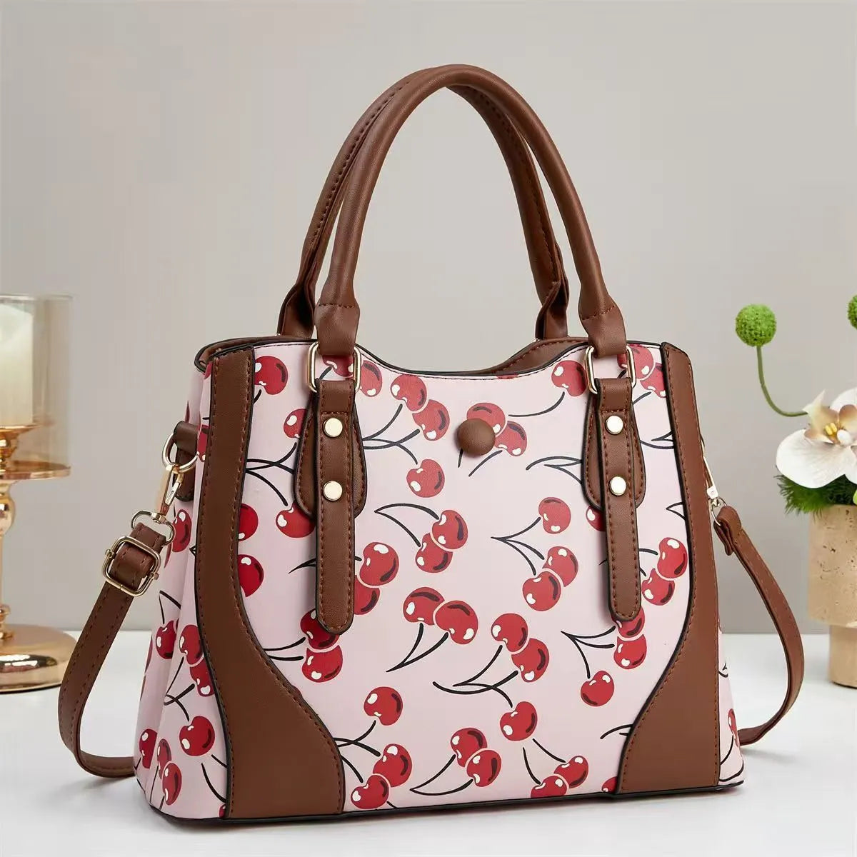 Large capacity simple shoulder messenger bag in PU leather with print design, 32x13x24cm, available in multiple colours