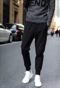 Casual sports trousers black straight leg tether closure mid waist full length