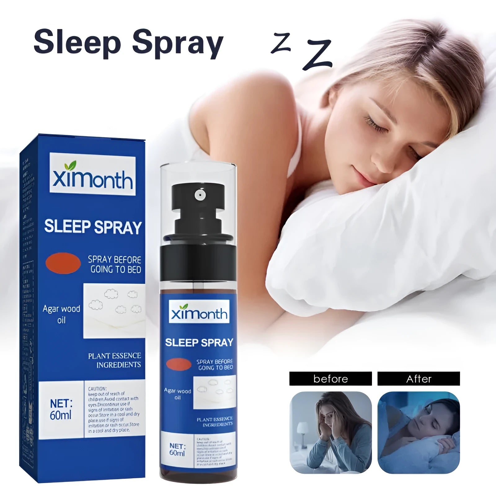 60ml aromatherapy sleep care spray bottle for body stress relief and relaxation