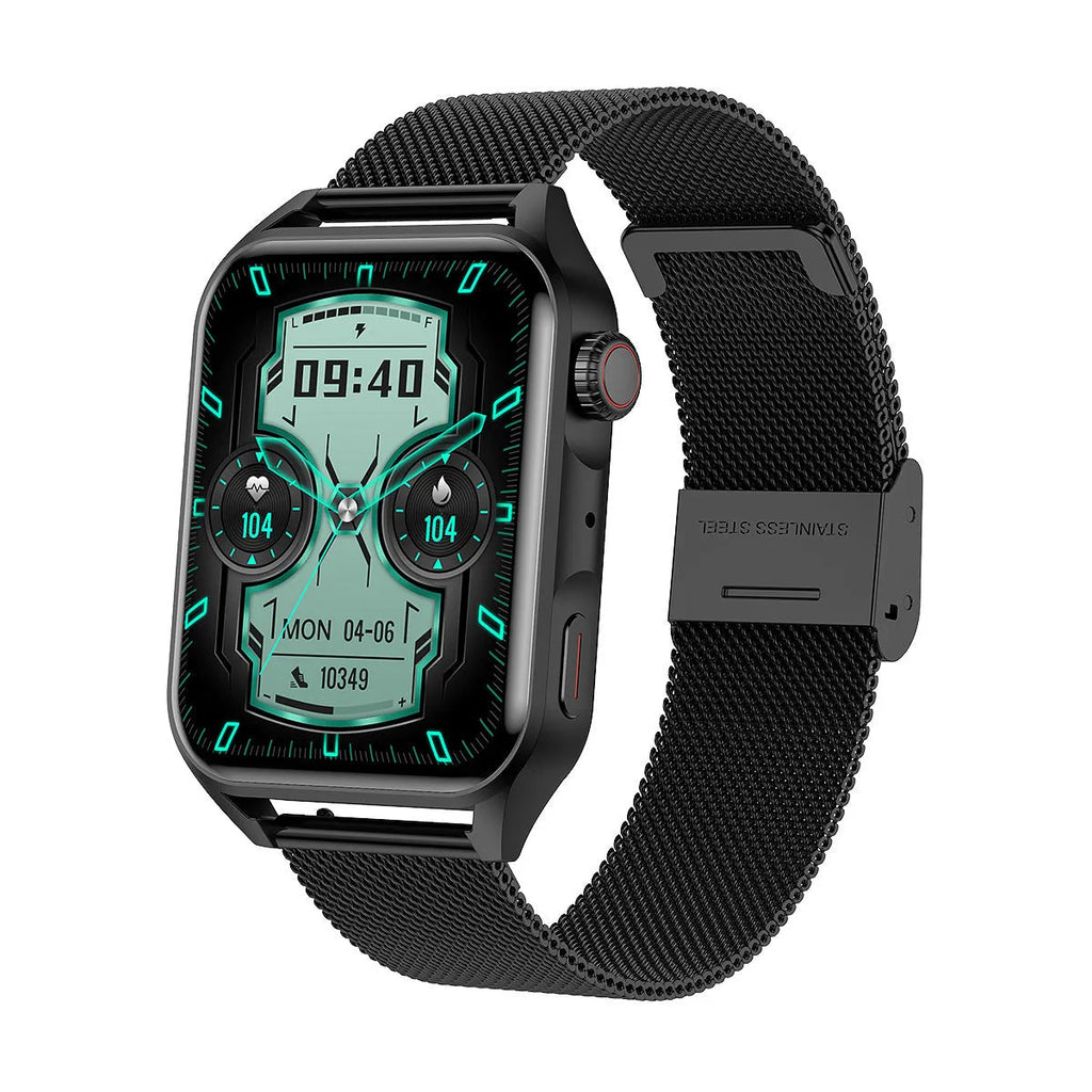 Pink smart watch with a 1.8-inch AMOLED screen and silicone strap on a wrist