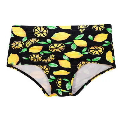 Men's swim boxer briefs in photo colour made from stretchy spandex fabric