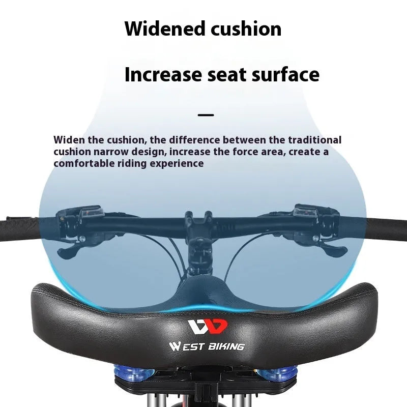 Black bicycle seat cushion with leather cover and thickened foam padding