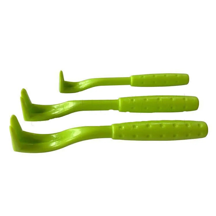 Plastic flea and tick extractor tool in blue or green for dogs and cats