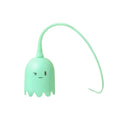 Green interactive cat toy with electronic wand and swinging silicone tails for indoor cats