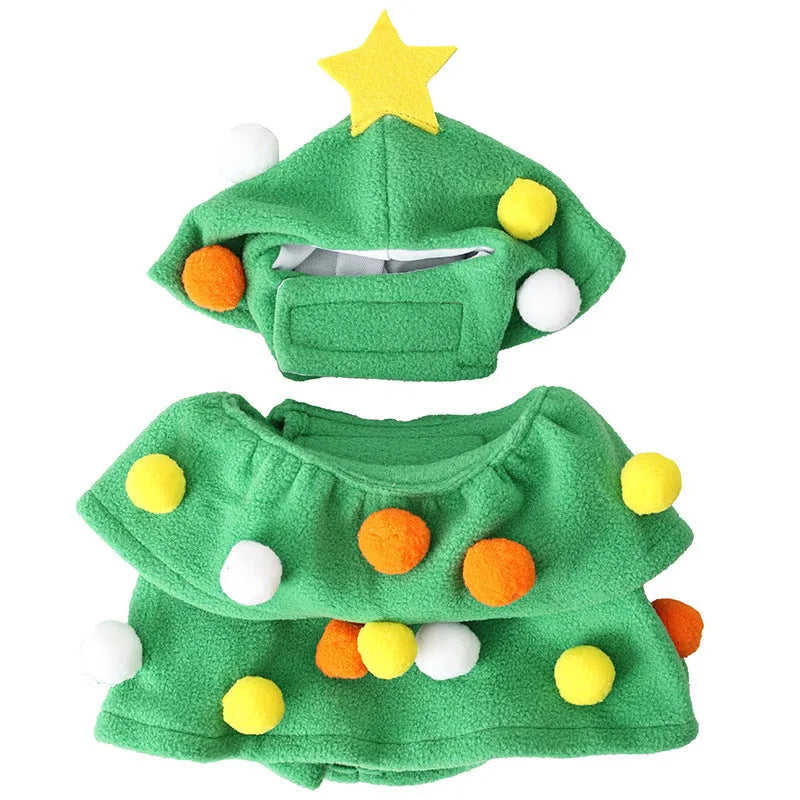 Green polyester Christmas tree pet costume for dogs and cats casual style