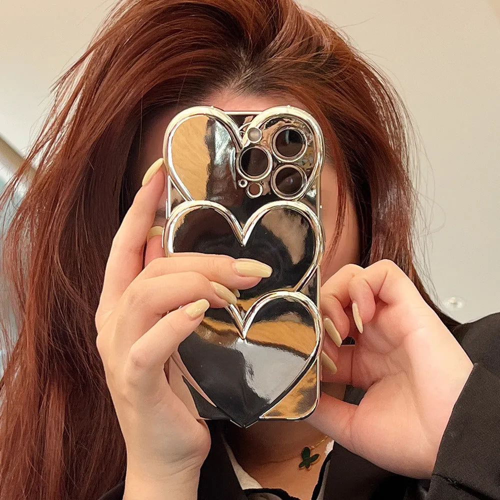 Electroplating love three-dimensional TPU phone case for iPhone, glossy solid colour back cover