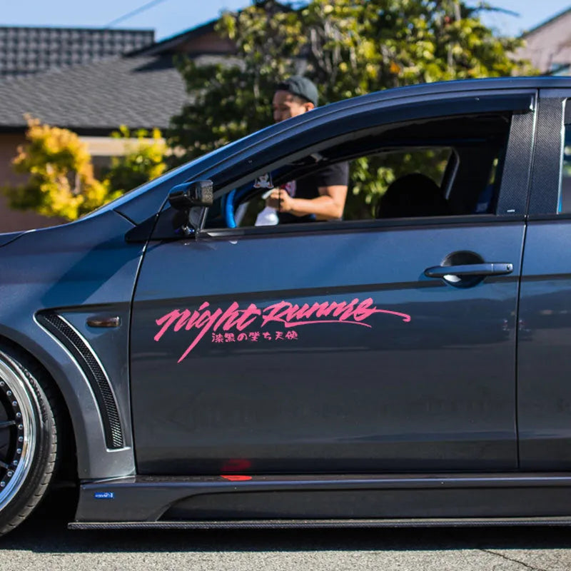 Nightwalker black vinyl car decal sticker with lettering for rear windscreen, size 20cm by 7.5cm.