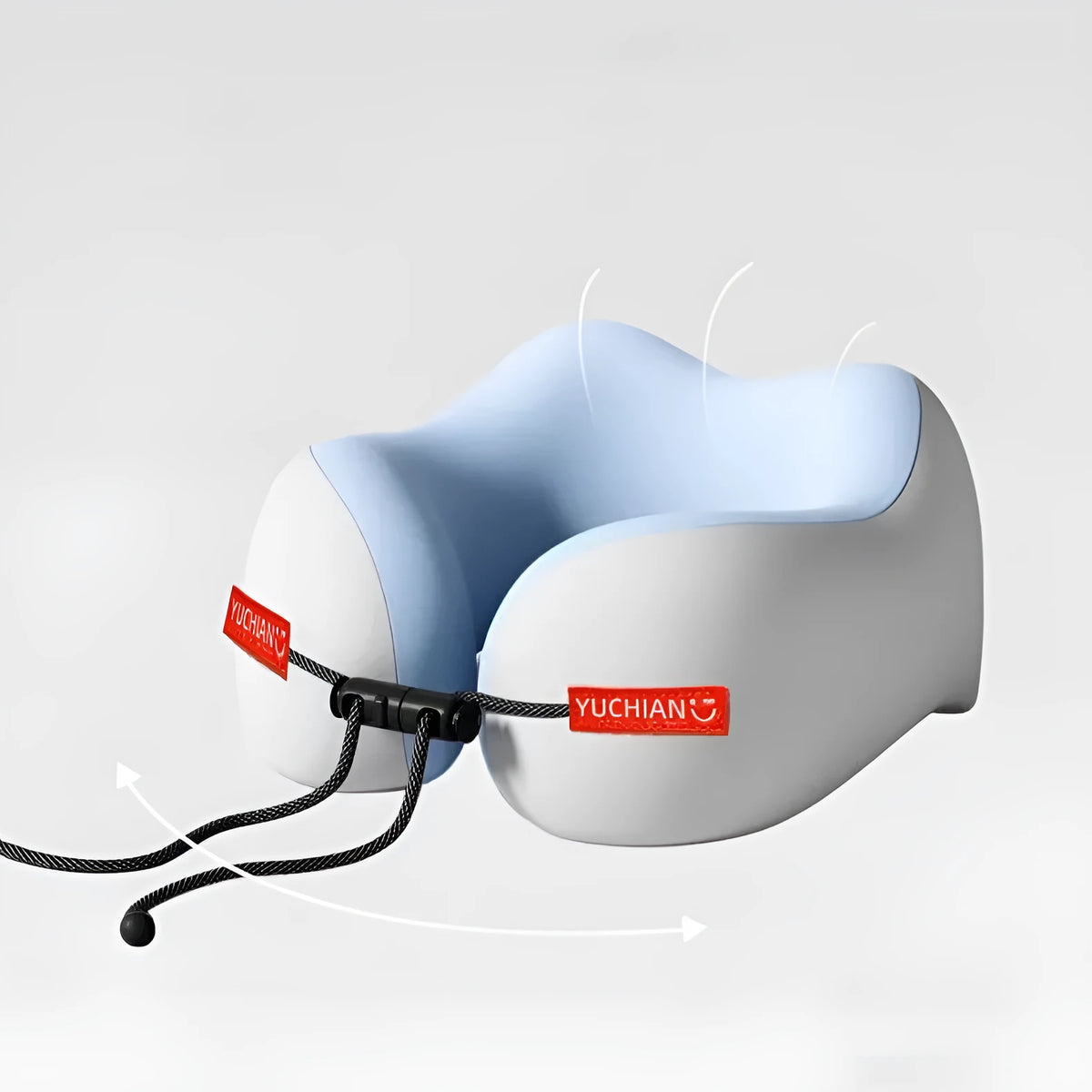 Memory foam U-shaped travel neck pillow in mint green, sky blue, grey, or cherry blossom pink for neck support