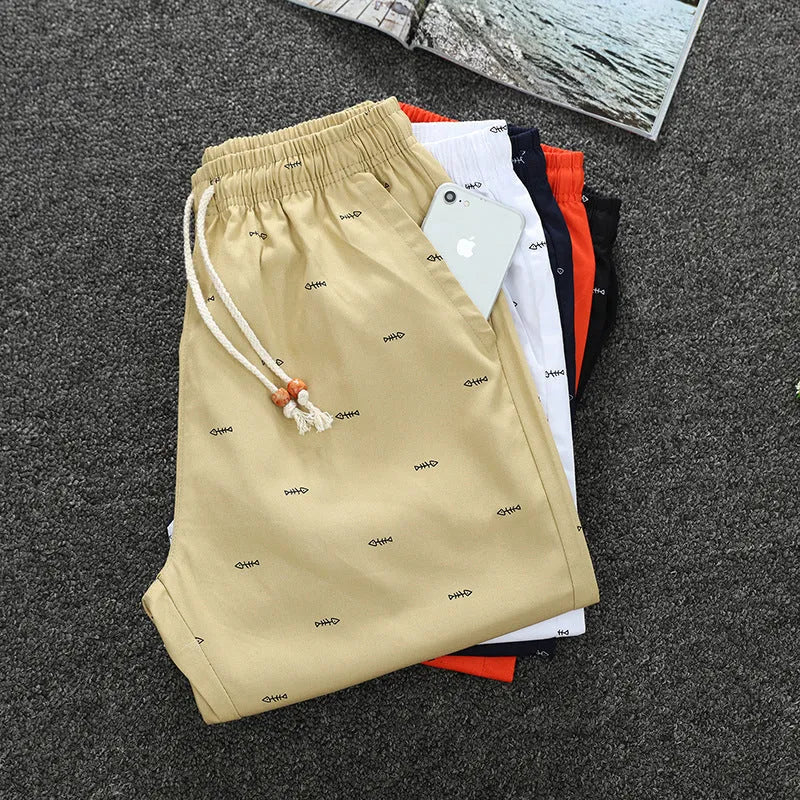 Cotton beach shorts for men in dark blue, multiple sizes available summer swimwear