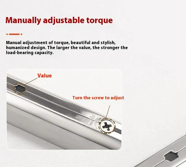 Cold rolled steel cabinet door support rod with spring mechanism for flap-up doors.