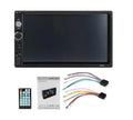 7-inch MP5 Bluetooth car monitor with HD touch screen, DVR system, and remote control in black