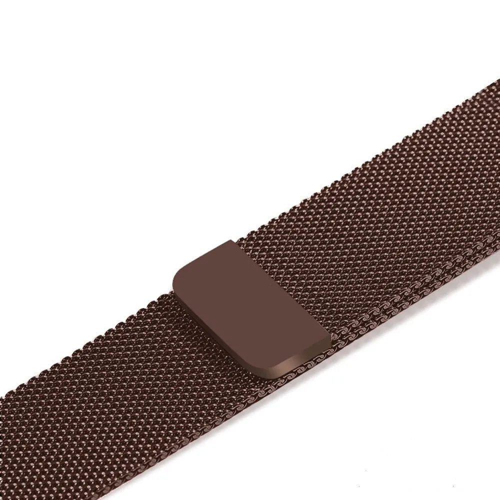 Stainless steel watch strap in silver, shown fitting a watch with a 42mm case.